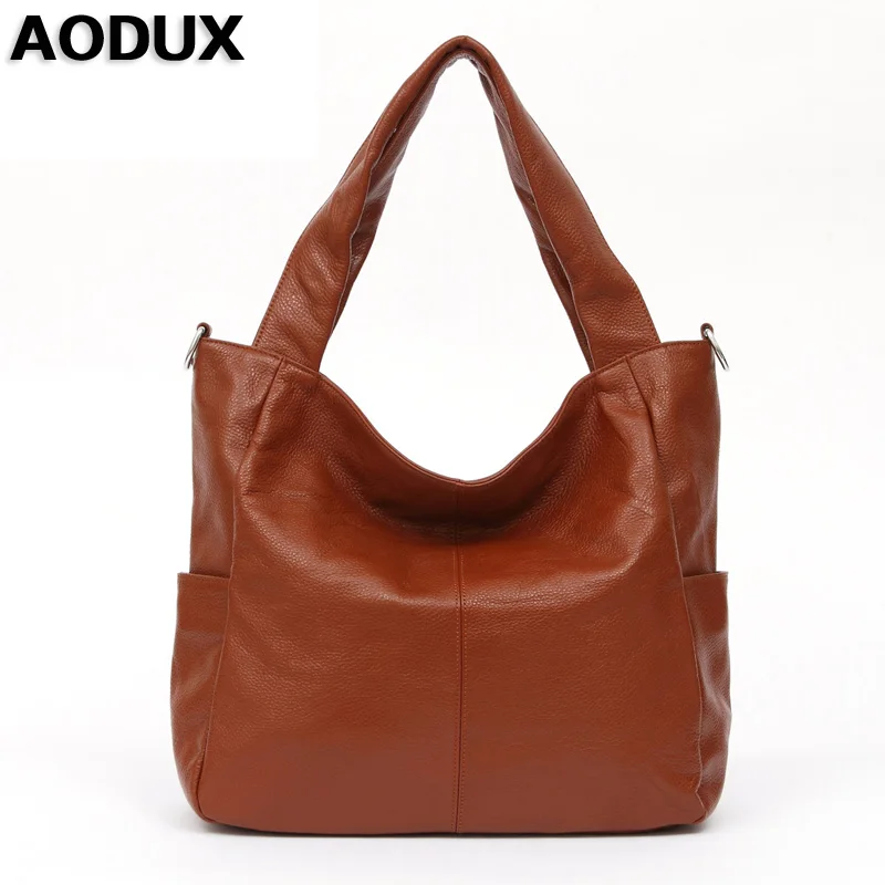 Black Leather Tote Bag With Long Strap