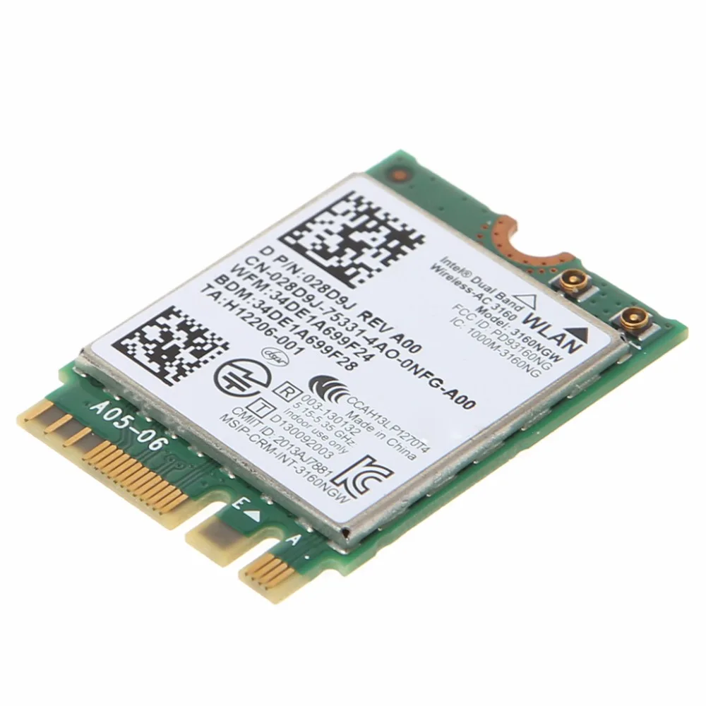 Intel wireless-AC 3160 3160NGW Двухдиапазонная Bluetooth NGFF, Wi-Fi 4,0 карта для DELL