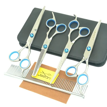

7.0" Stainless Steel Dogs Grooming Shears Animal Normal Scissors Thinning Shears Up & Down Curved Clipper Pets Tesoura LZS0639