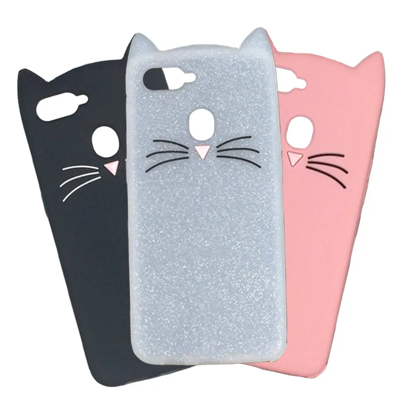 Чехол с 3D милыми кошачьими ушками и бородой для Oppo F9 F7 F3 R17 A83 R7 R7s R9 R9s R11 R11s Plus A33 A37 A53