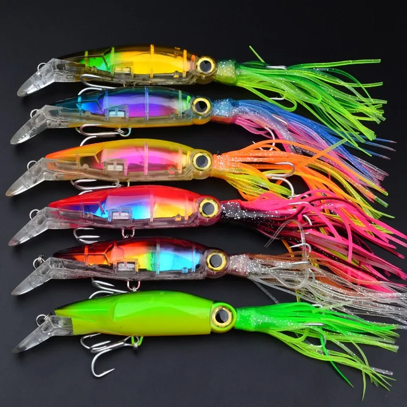 6pcs Sleeve Fish Fishing Lures Squid CrankBait Fishing Tackle Bionic