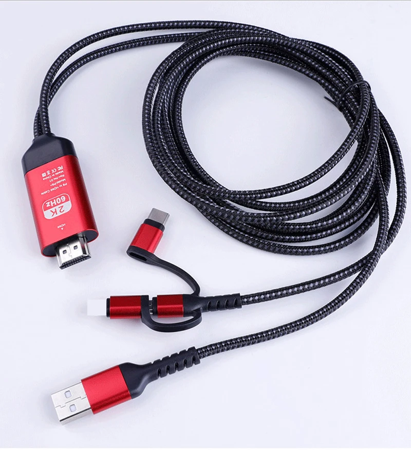 2K 60Hz USB HDMI беспроводной Wifi зеркальный литой Кабель-адаптер для iPhone iPad iOS Micro usb type C Android телефон к телевизору HD tv проектор