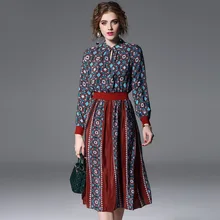 Natural Silk Bohemian Dresses For Women 2018 Spring Summer Contrasting Color Runway Fashion Knitted Sleeve Elegant Long Dress