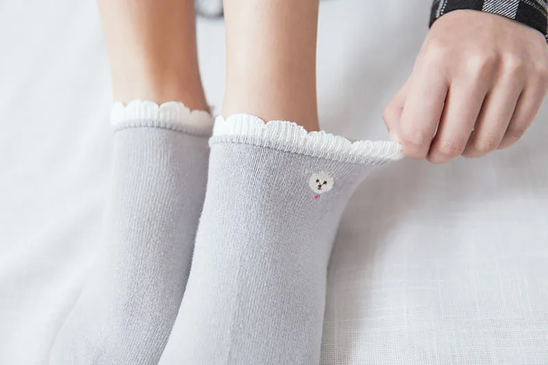 [EIOISAPRA] Весна/лето продукт Япония Мода хлопок прекрасный мультфильм собака вышивка кружева носки женские удобные повседневные носки