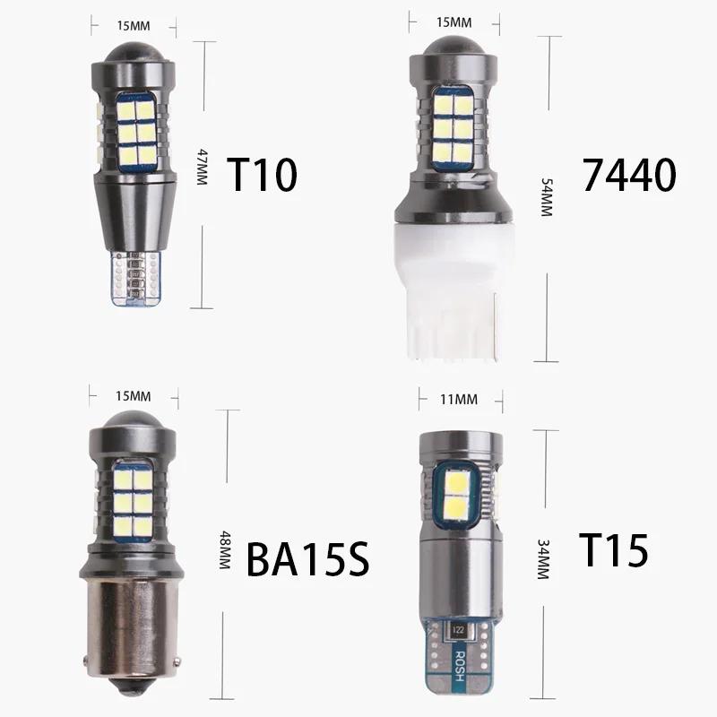 Супер яркий 2 шт. T15 W16W T10 светодиодный W5W T20 7440 1156 BA15S обратный Светильник лампы 3030 27SMD использования парковочной светильник лампы AC/DC 12V