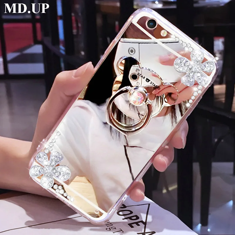 Кольцо держатель Зеркало чехол для iPhone XR XS MAX X 8 7 6 s плюс блеск Dimaond S Max крышка в