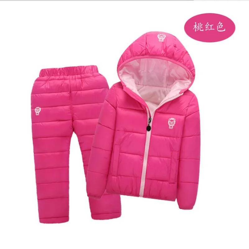 

Children Set Boys Girls Clothing Sets Winter 1-7T Down Cotton Jacket + Trousers Waterproof Snow Warm Kids Clothes Suit 2/3pcs