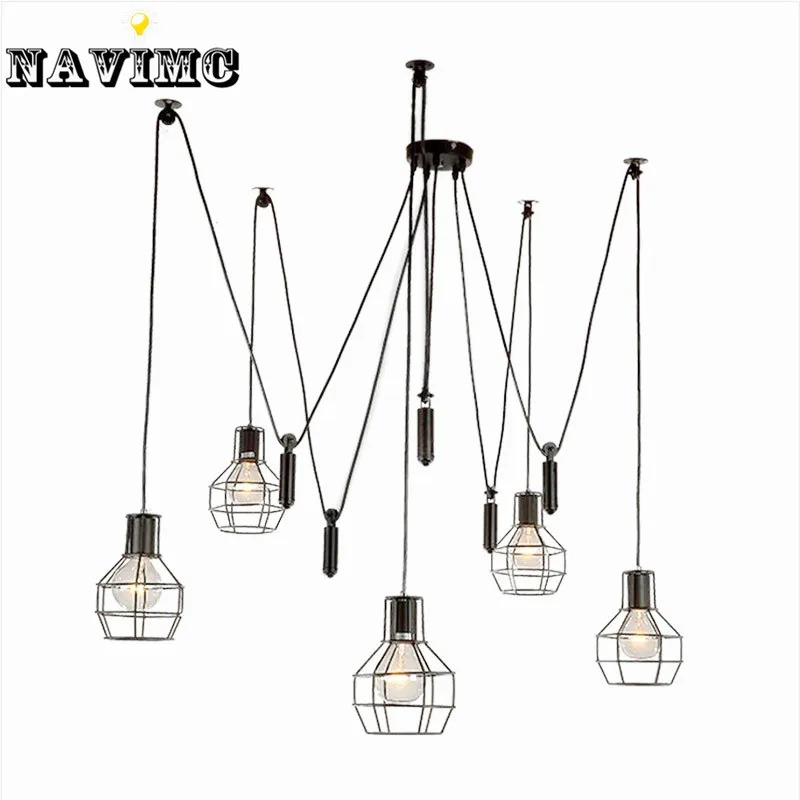 Nordic Industrial Pulley Pendant Lights Fixture American Creative Vintage Country Lamp Lampara de techo Restaurant Living Room