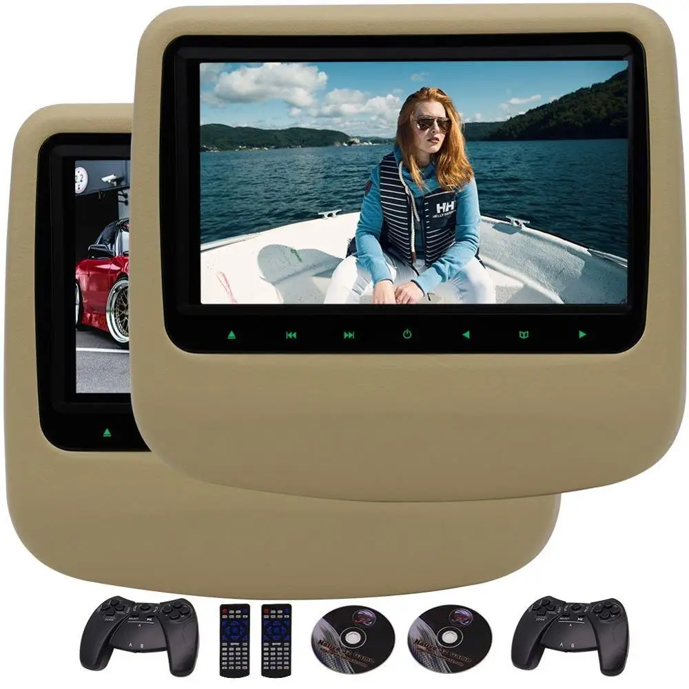 

Car Pillow Headrest Monitors support Car CD/DVD Player USB/SD FM/IR Transmitter Auto Stereo 2 Modes for In-car/Home Use Backseat