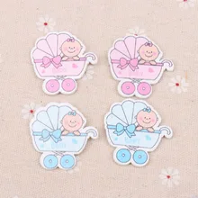 Azul/rosa bebê transporte padrão scrapbooking artesanato diy enfeite para costura artesanal decoração para casa 36x36mm 20 peças
