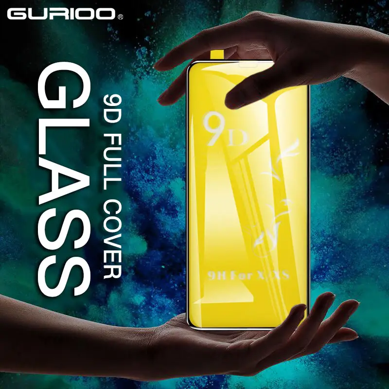 

Gurioo 9D Tempered Glass for iPhone 7 8 6 6S Plus 9H Full Screen Cover Protector Glass Film for iPhone X XR XS Max Scratch Proof