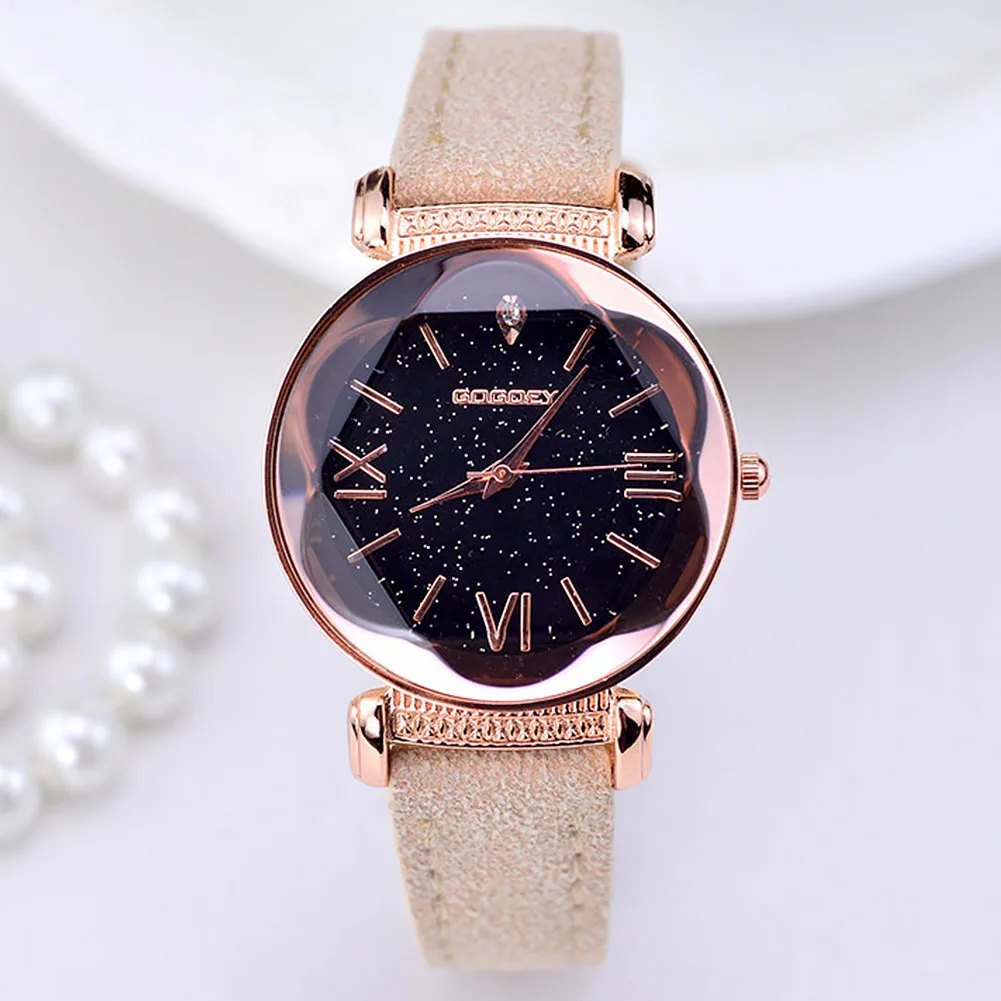 

Women Star Dial Leather Band Clock Jewelry Luxury Quartz Casual Wrist Watch Watch Round