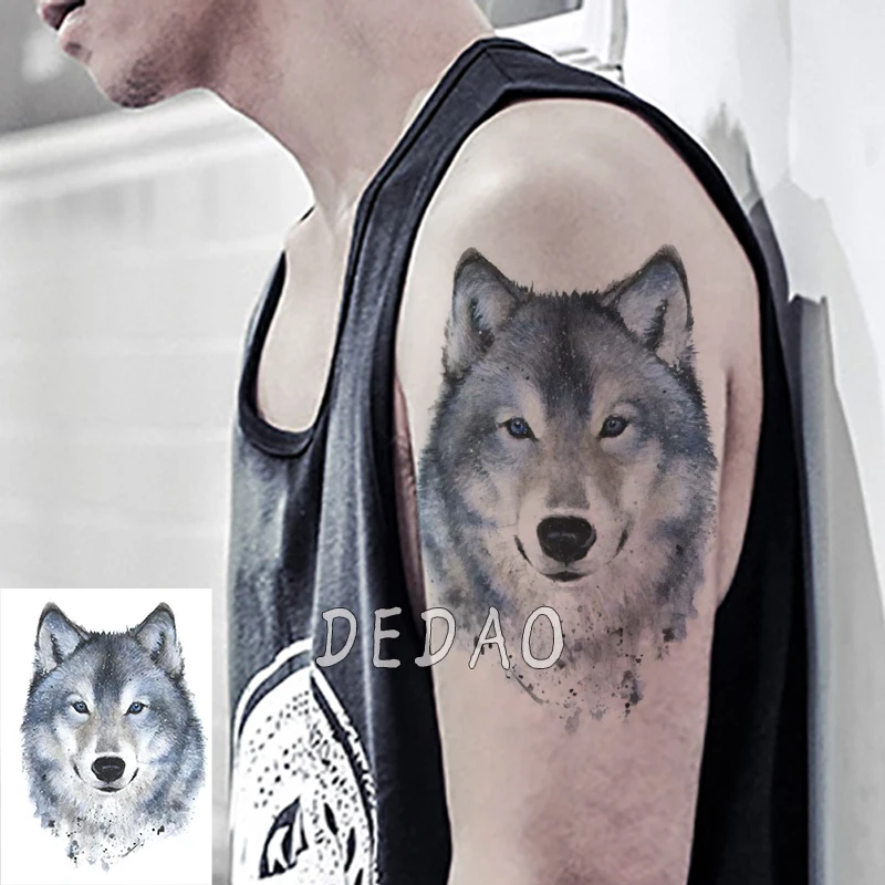 

Waterproof Temporary Tatoo Fake Tattoo Sticker Wolf Wolves Tatouage Flash Tatto Arm Leg Large Size Tattoos For Men Women Girl