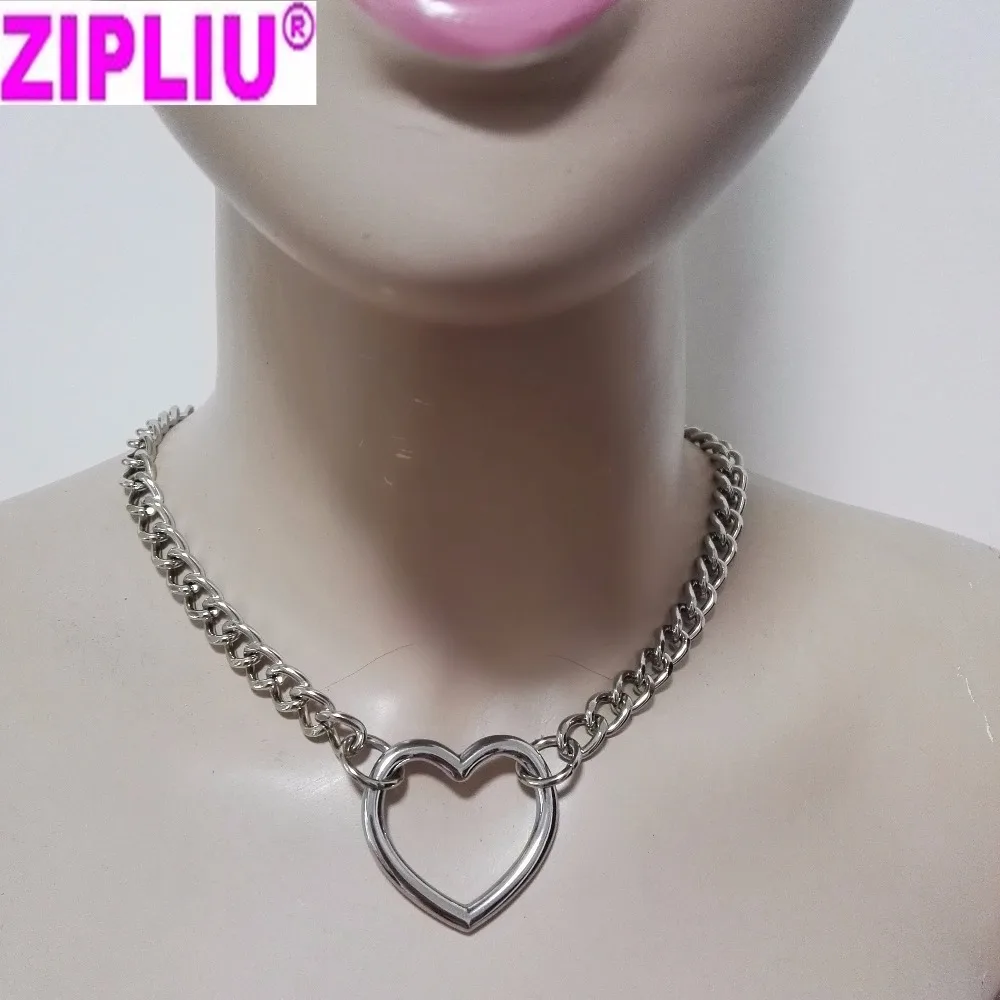 

Women Fashion Sexy Harajuku Handmade sweet heart link Chain necklace punk Choker Collar belt torques club party