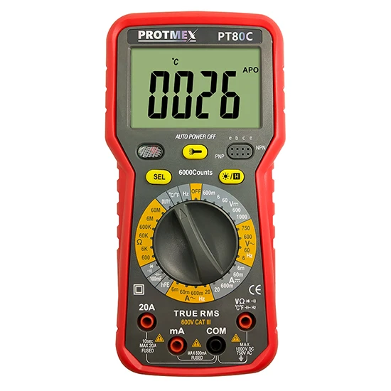 Protmex PT80C/80D 6000 отсчетов Цифровой мультиметр DC/AC напряжение, ток, сопротивление, Емкость Тестер - Цвет: PT80C