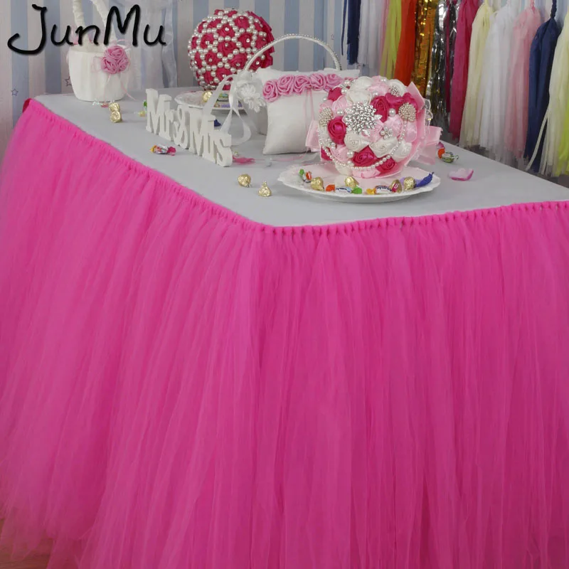  Hot Pink Tulle Tutu Table Skirt Custom Wonderland Tulle Table Skirting Wedding Birthday Baby Shower