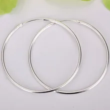 

wholesale 925 Sterling silver simple big circle earrings!925 silver 50mm round hoop earrings jewelry,925 silver women's jewelry