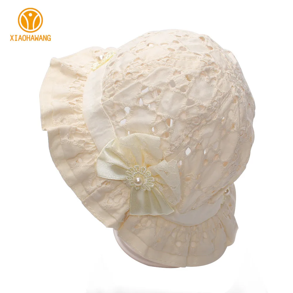 Hollow Bow Baby Girls Caps Cotton Girls Sun Cap Floral Embroidered Fisherm Hats Spring Summer Baby Bucket Hats Girls Accessories (14)
