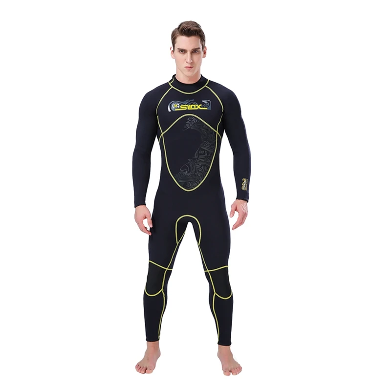 3 мм купальник Дайвинг костюм купальник для взрослых с длинным рукавом цельный полный корпус термальный Плавание Серфинг Мужская спортивная одежда Купальники