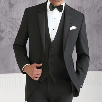 

Black men's wedding suit suit men's new Lang / best man dress shawl lapel tuxedo three-piece suit (coat + vest + pants)