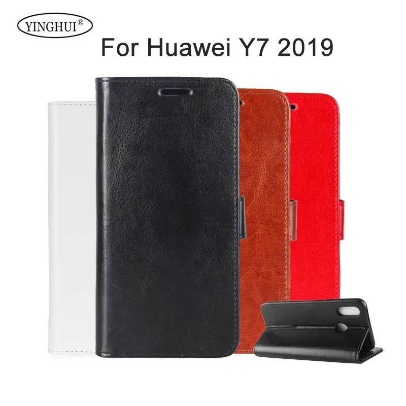 

For Huawei Y7 2019 Case Cover Flip PU Leather Cover Phone Cases Book Style Soft TPU Back Cover For Huawei Y7 2019 Card Slot