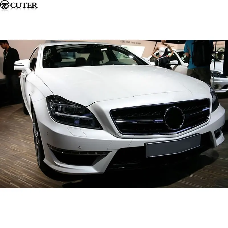 W218 CLS AMG стиль комплект кузова ПУ Неокрашенный фронт бампер задний диффузор капот двигателя для Mercedes Benz W218 CLS350 AMG 10-13