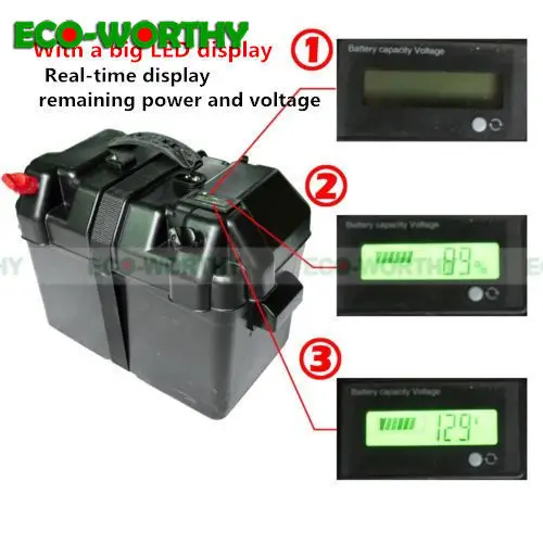 ECO 100AH 12V чехол для аккумулятора глубокого цикла с ЖК дисплеем подходит автомобиля