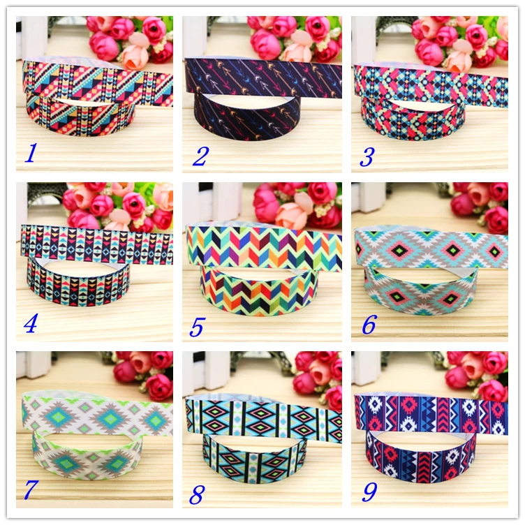 

7/8'' Free shipping aztec tribal printed grosgrain ribbon hairbow headwear party decoration diy wholesale OEM 22mm D184