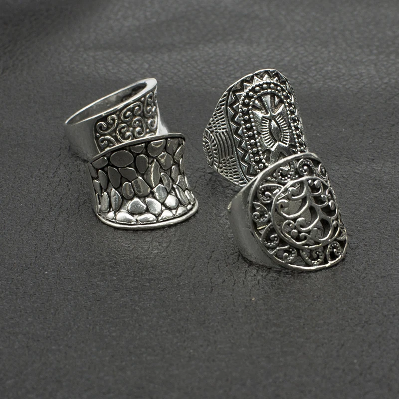 25pcs/lot Mixed Styles Bohemia Animal Rings for Women New Arrival Ancient Silver Plated Hollow Vintage Rings Party Gift 6