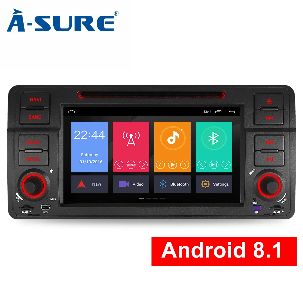 Best A-Sure 7 Inch 2 Din Android 8.1 Car Auto Radio GPS DVD Player Navigation For BMW E46 M3 318 320 3 Series Coupe Rover75 MG ZT 2
