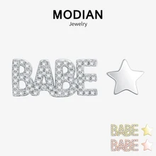 Modian,, настоящее 925 пробы, серебряные серьги-гвоздики "Звёзды", модные золотые серьги с кристаллами для женщин, серебряные ювелирные изделия