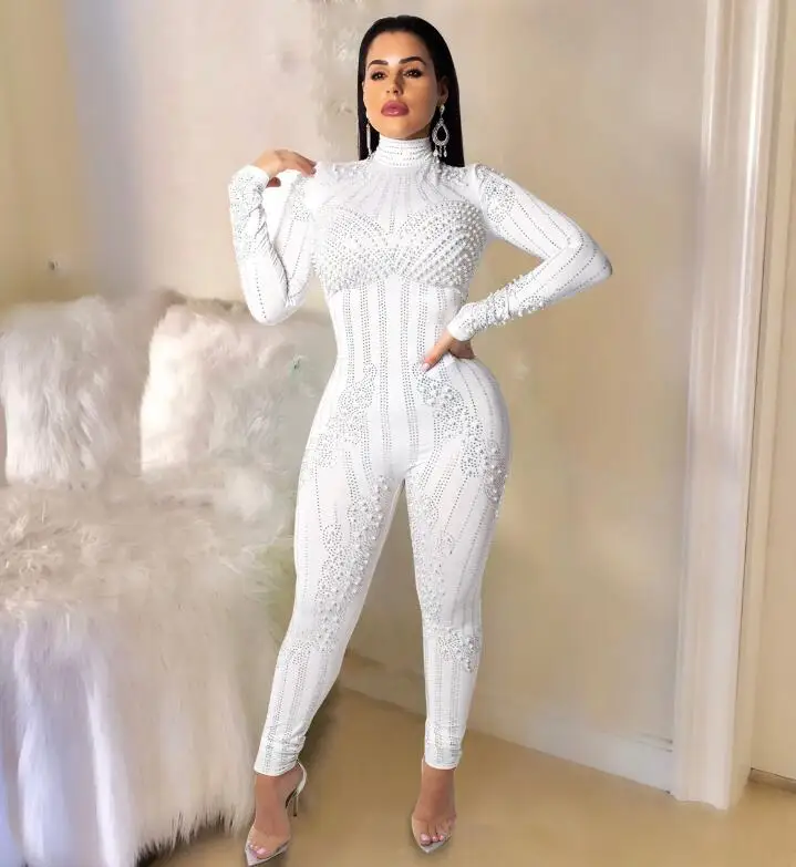 mesh jumpsuit white