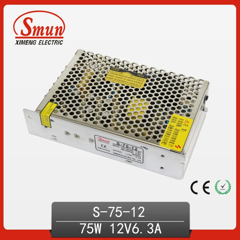 

Power Supply 75W 12V 6.3A AC/DC Single Output Switched Mode Power Supply