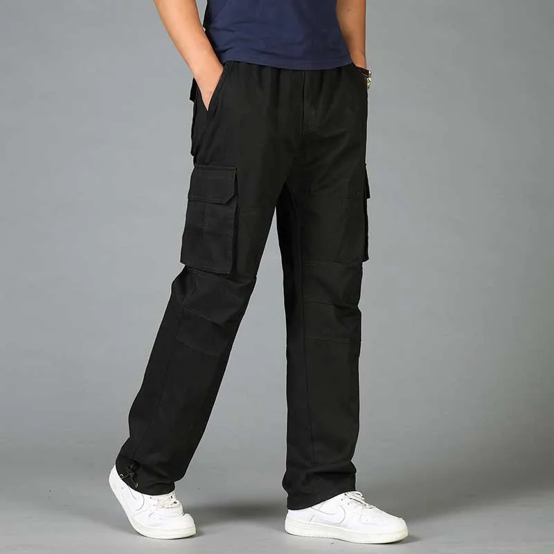 Большие размеры, брюки карго, мужские хип-хоп шаровары, повседневные свободные мешковатые штаны с широкими карманами, мужская одежда