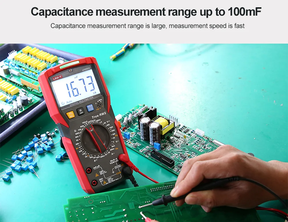 UT89XD True RMS цифровой мультиметр 20A DC AC светодиодный тестер 2," ЖК-дисплей 6000 отсчетов NCV Емкость Сопротивление частоты