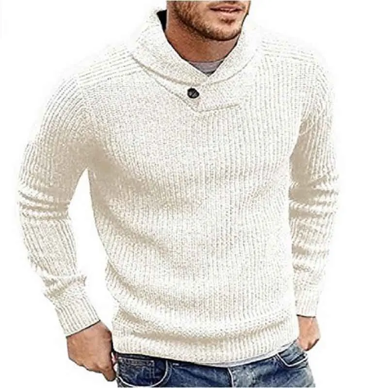 Мужской трикотажный пуловер с длинным рукавом, Свитера с v-образным вырезом, Брендовые повседневные мужские весенние вязаные пальто, модные мужские тонкие свитера S-2XL - Цвет: Белый