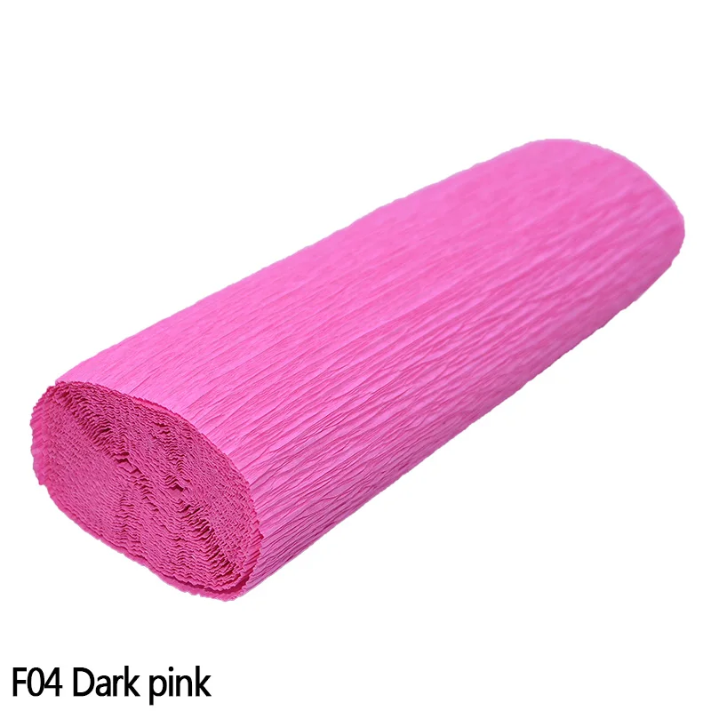 250cm*10/15/25/50 cm Crinkled Crepe Paper Gifts Flower Wrapping Wedding Festive Party Decoration DIY Fold Scrapbooking Crafts - Color: F04 Dark pink