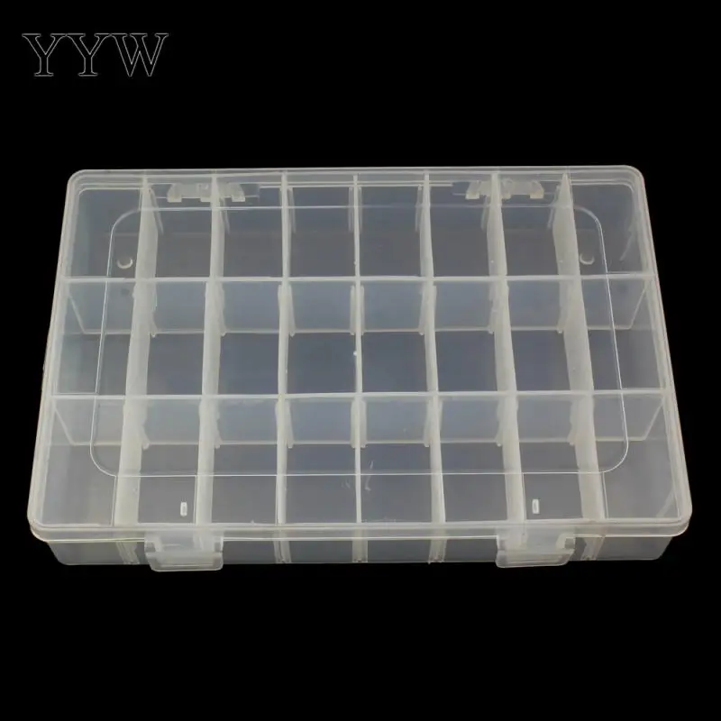 

Functional Plastic Rectangle Jewelry Beads Box Detachable 24 Cells Beads Storage Box Container