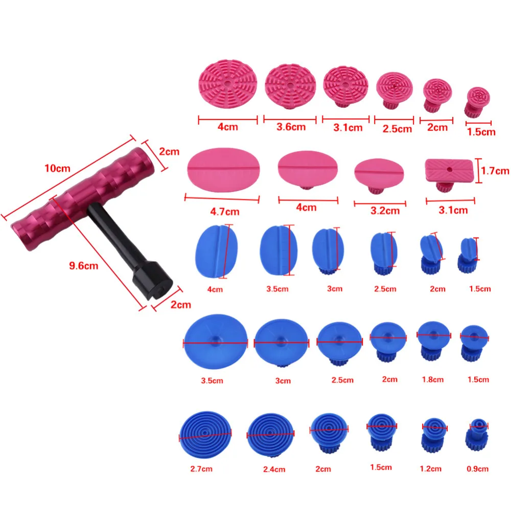 29 в 1 комплект без краски ремонт вмятин Т-бар Съемник горка молоток клей вкладки краски вмятин Инструменты для ремонта авто