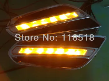 

eOsuns LED daytime running light DRL for Volvo S60 V60 2009~2013 LED fog lamp with Yellow turn signals, wireless switch