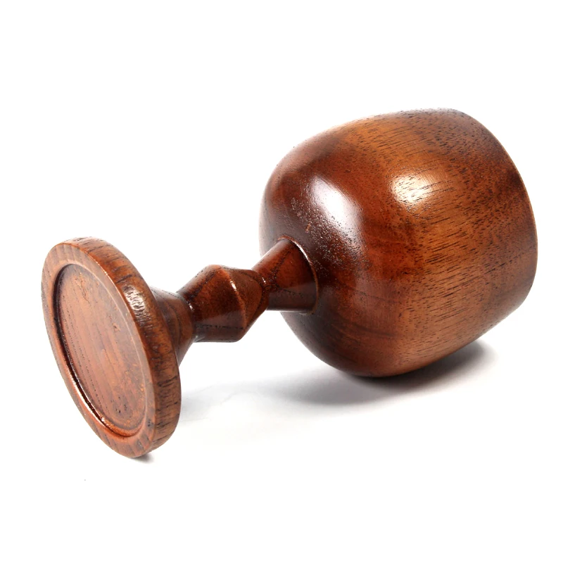 Natural Solid Wood Cup Classic Wooden Wine Cup Vintage Goblet Chalice Wood Drinking Dining Cup Drinkware Gift (6)