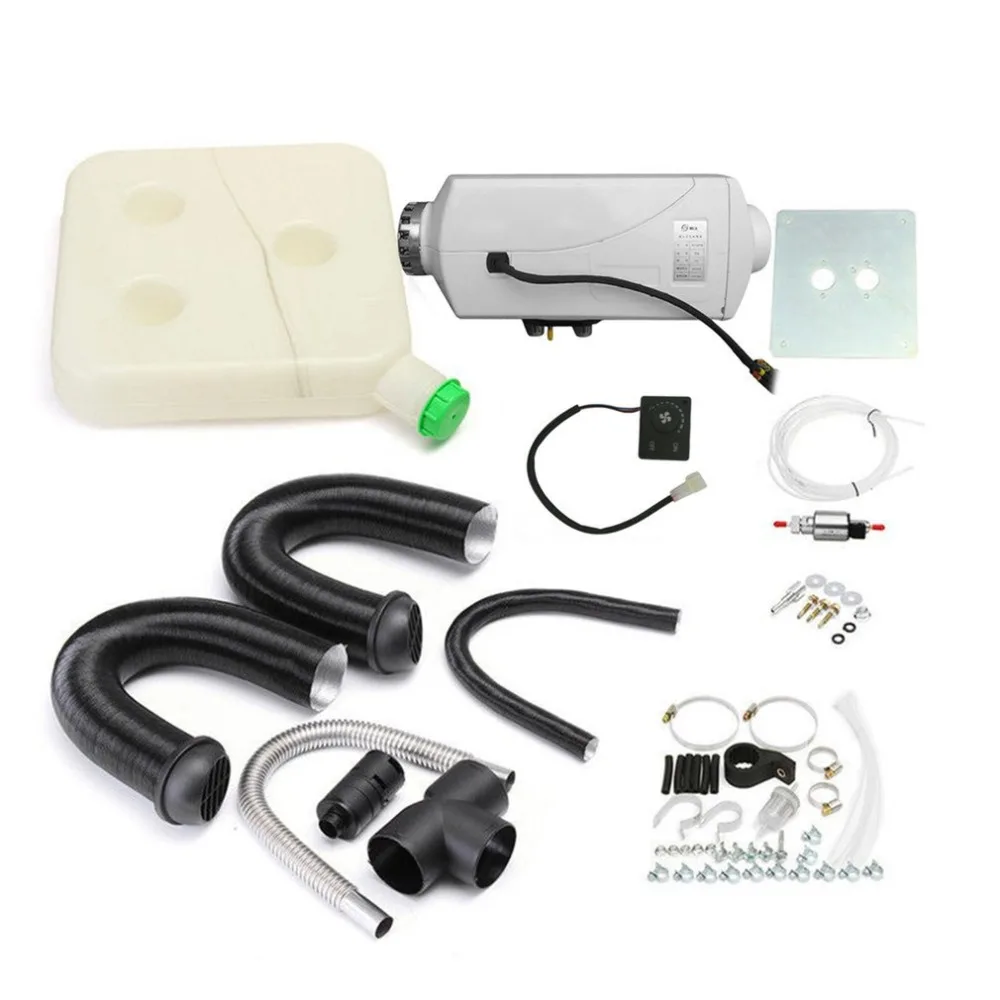 

12V 3KW Parking Diesel Air Heater Single-hole Switch with Muffler Universal For Tank Vent Duct Thermostat Rotary Switch White