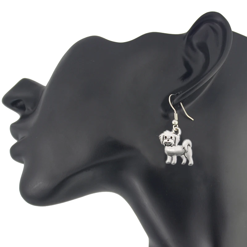 Vintage Silver Color Boho Simple Maltese Dog Drop Earrings Brincos Big Unique Animal Earrings Gifts For Women Oorbellen Jewelry Vintage Silver Color Boho Simple Maltese Dog Drop Earrings Brincos Big Unique Animal Earrings Gifts For Women Oorbellen Jewelry