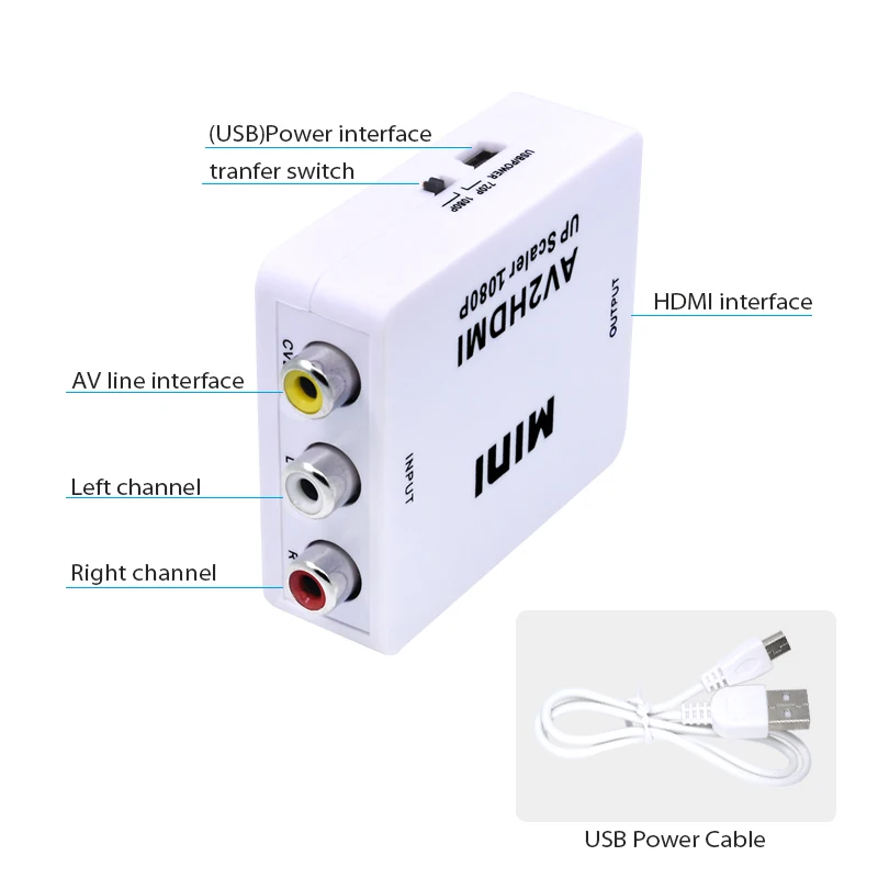 Мини AV в HDMI конвертер адаптер AV CVBS 3RCA в HDMI конвертер коробка 1080P видео AV2HDMI конвертер для HDTV PS3 PS4 DVD PC