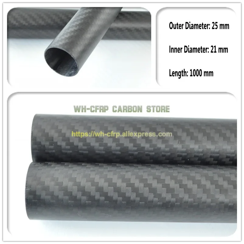 

25mm ODx 21mm ID Carbon Fiber Tube 3k 1000MM Long (Roll Wrapped) carbon pipe , with 100% full carbon, Japan 3k improve material