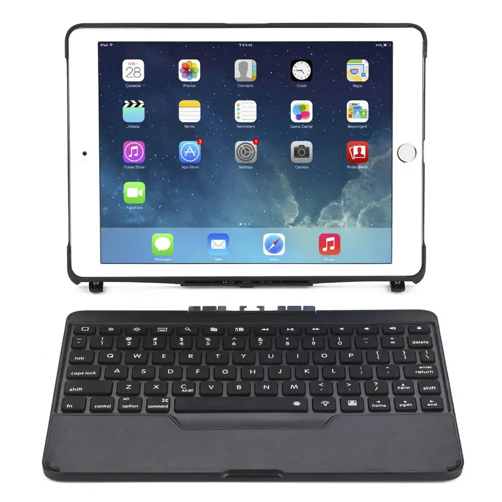 Чехол для iPad Air Keyboard, 7 цветов, с подсветкой, беспроводной, Bluetooth, чехол для клавиатуры, чехол для iPad 5/для iPad5+ подарок - Цвет: Black1