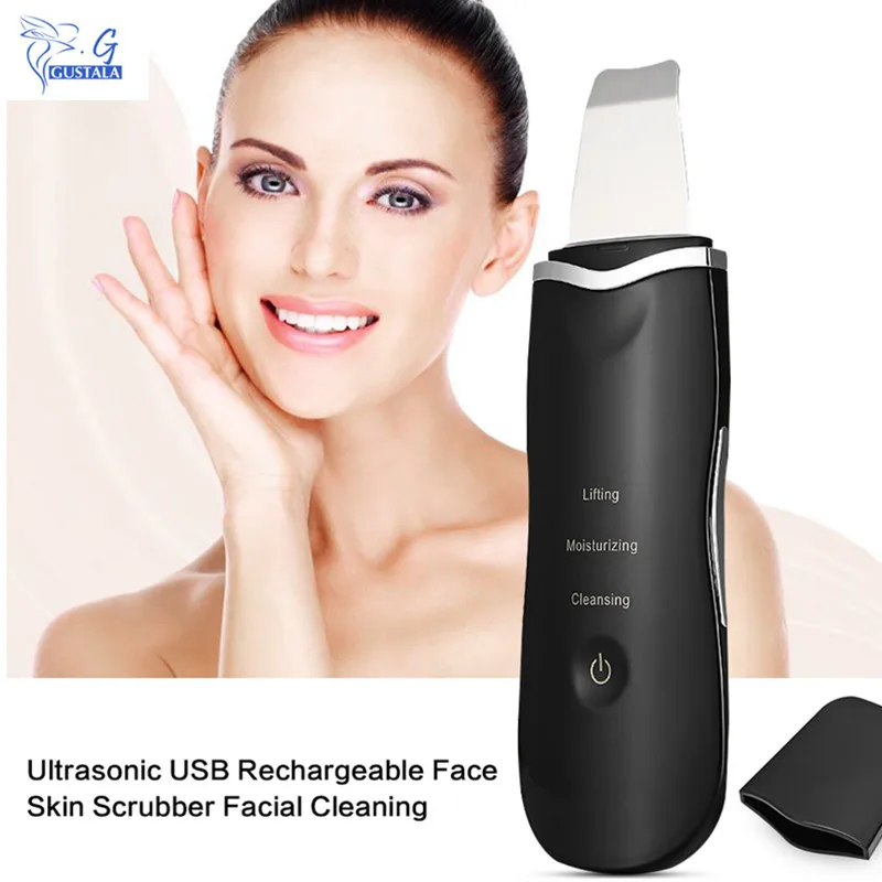 Ultrasonic USB Rechargeable Face Skin Scrubber Facial Cleaning
