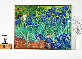 

framesless canvas painting Post-Impressionist Grand Master Vincent Van Gogh Irises masterpiece reproduction free shipping