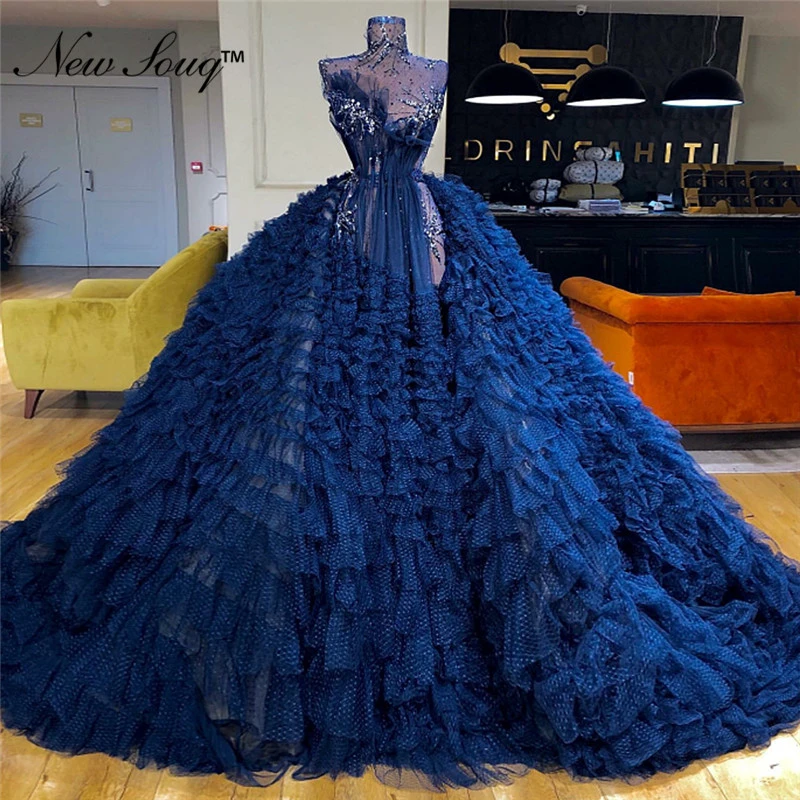 New Arrival Blue Tiered Tulle Ball Gown ...