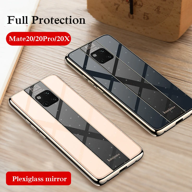 For Huawei Mate 20 Pro 20X Case Silicone Frame Tempered Glass Plexiglass Mirror Cover for 9 10 case |